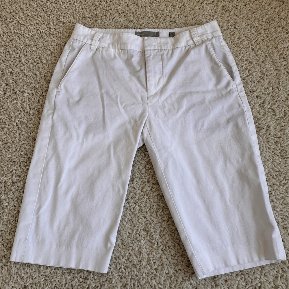 Vince Chino Shorts Womens 2 White Excellent Cotton Linen Italian Fabric Stretch